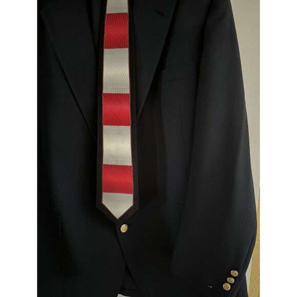 Versani 100% Silk Neck Tie Red And Gray - Picture 2 of 8